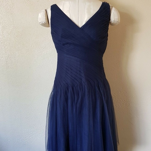 RALPH LAUREN Blue Pleated Tulle Evening dress - Picture 4 of 13